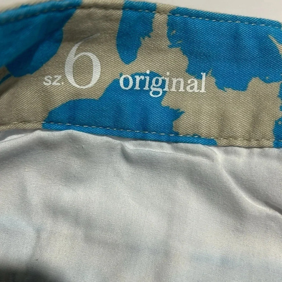 Loft Ann Taylor, women’s blue and tan shorts with pockets size 6 100%cotton NWOT - Picture 3 of 7